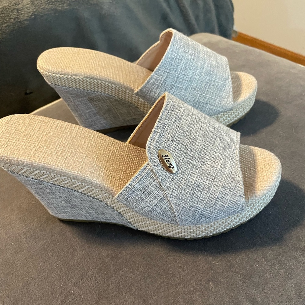 Beige Wedge Slide Sandals - Women's Neutral Platform Mules